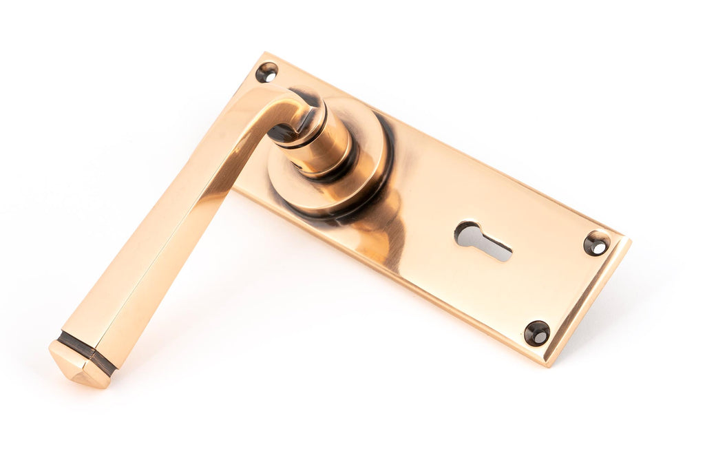 From The Anvil's Polished Bronze Avon Lever Lock Set