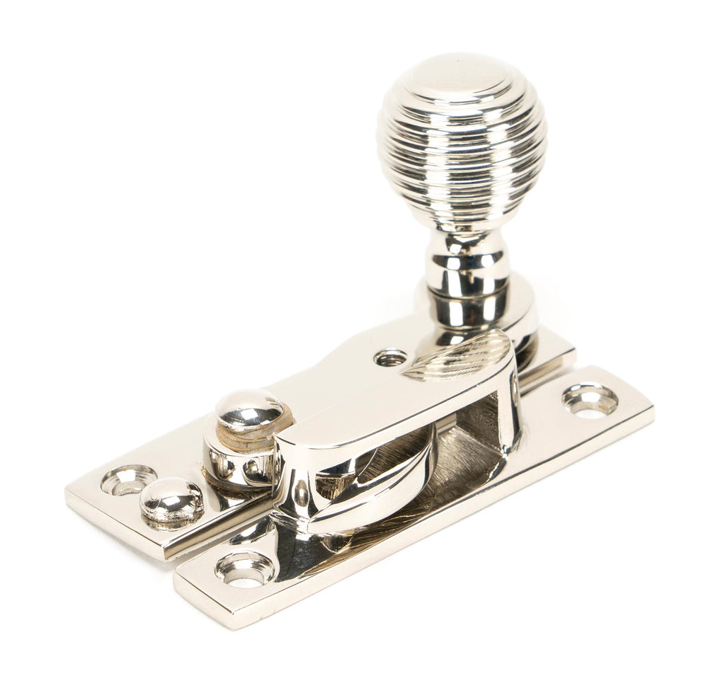 From The Anvil's Polished Nickel Beehive Sash Hook Fastener