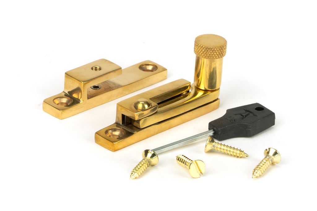 From The Anvil's Polished Brass Brompton Quadrant Fastener - Narrow