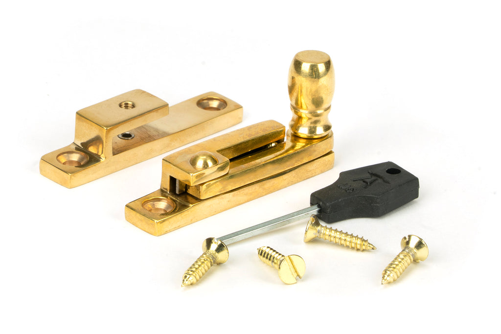 From The Anvil's Polished Brass Mushroom Quadrant Fastener - Narrow