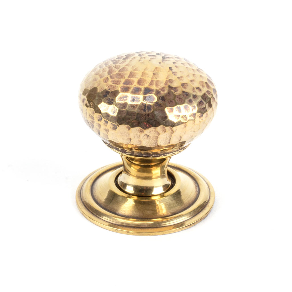 From The Anvil's Aged Brass Hammered Mushroom Cabinet Knob