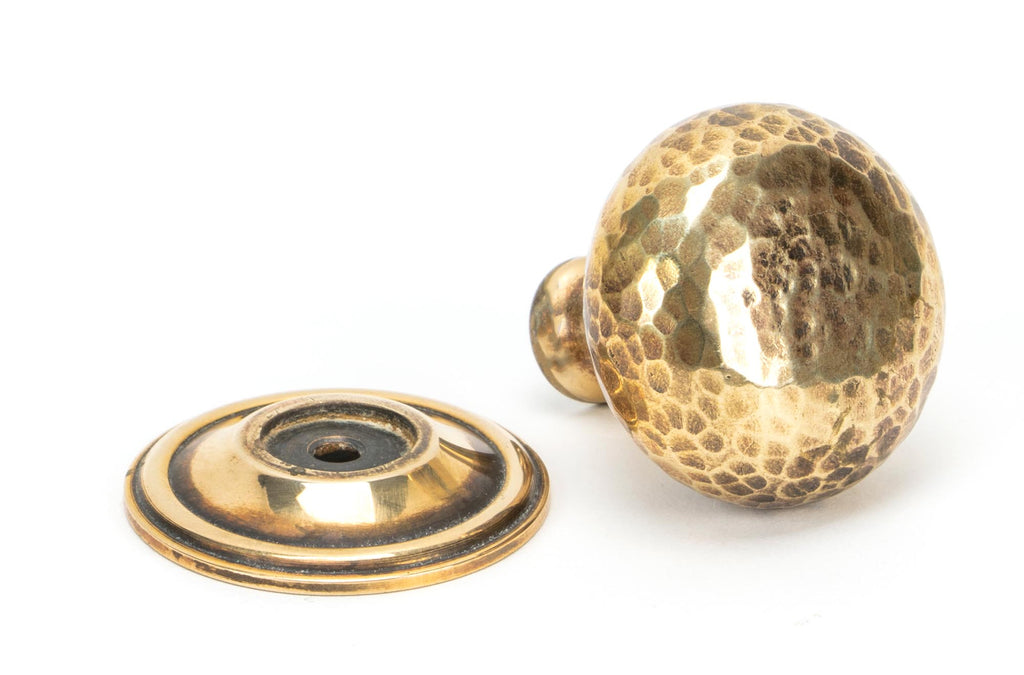 From The Anvil's Aged Brass Hammered Mushroom Cabinet Knob