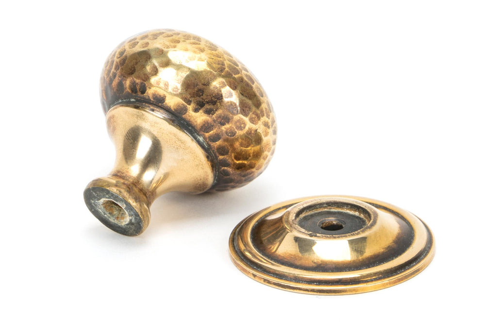 From The Anvil's Aged Brass Hammered Mushroom Cabinet Knob