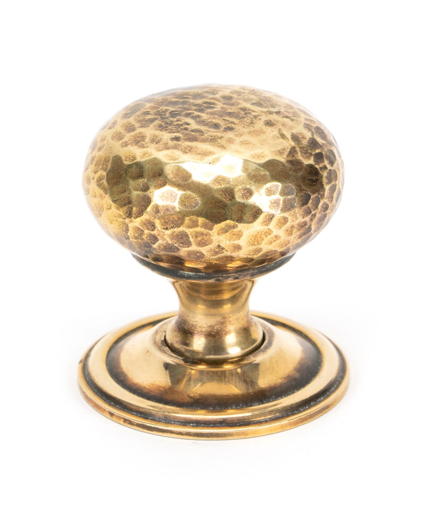 From The Anvil's Aged Brass Hammered Mushroom Cabinet Knob