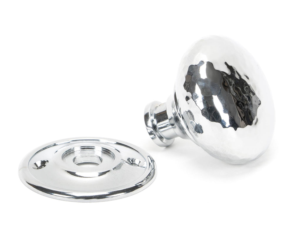 From The Anvil's Polished Chrome Hammered Mushroom Mortice/Rim Knob Set