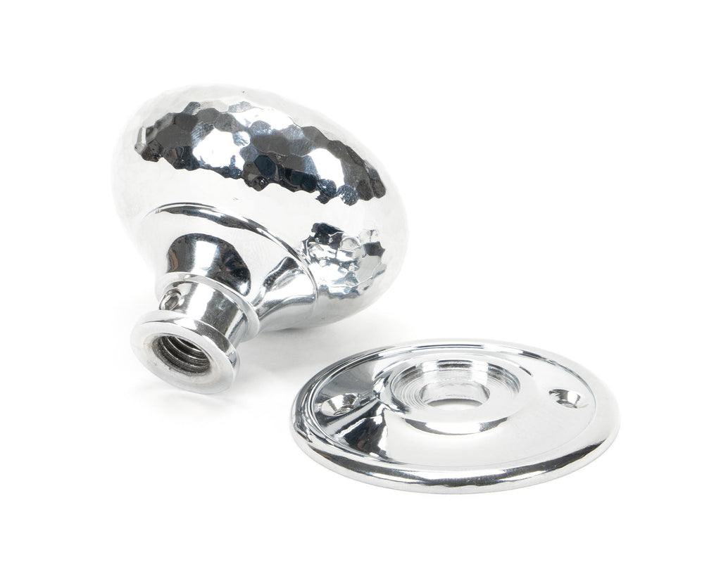 From The Anvil's Polished Chrome Hammered Mushroom Mortice/Rim Knob Set