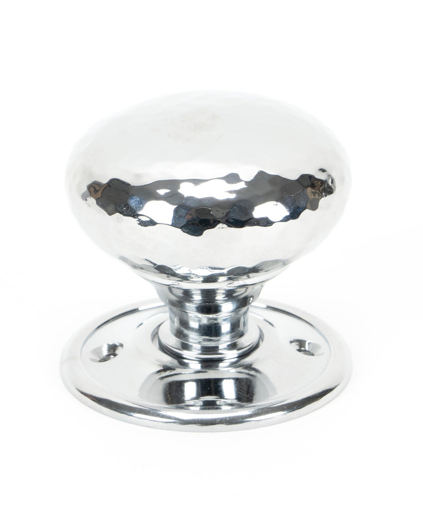 From The Anvil's Polished Chrome Hammered Mushroom Mortice/Rim Knob Set