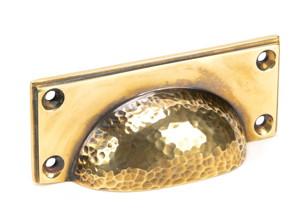 From The Anvil's Aged Brass Hammered Art Deco Drawer Pull