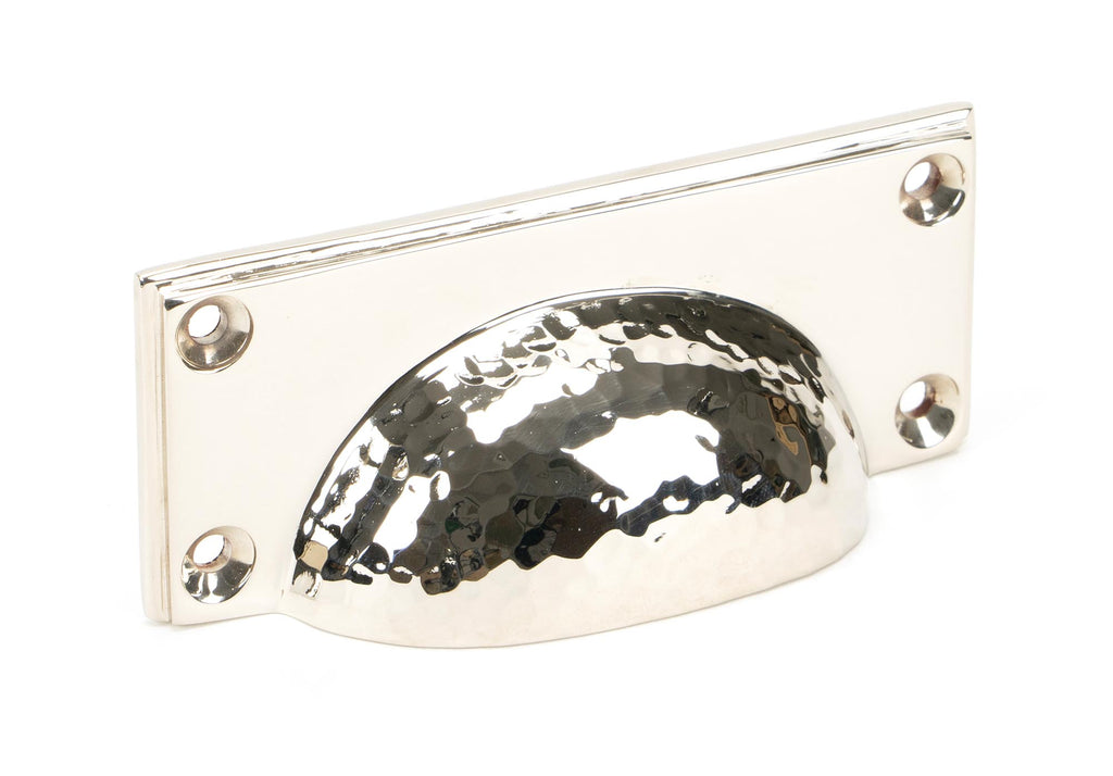 From The Anvil's Polished Nickel Hammered Art Deco Drawer Pull