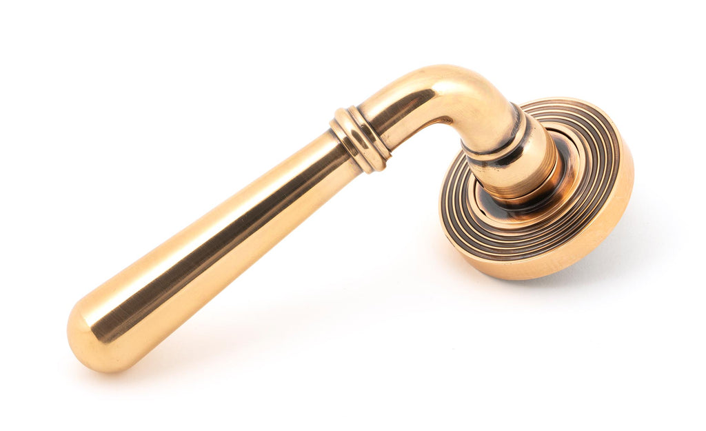 From The Anvil's Polished Bronze Newbury Lever on Rose Set (Sprung)