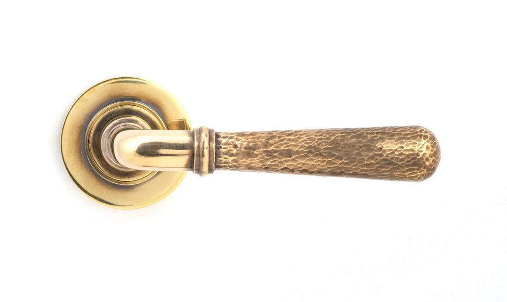 From The Anvil's Aged Brass Hammered Newbury Lever on Rose Set (Sprung)