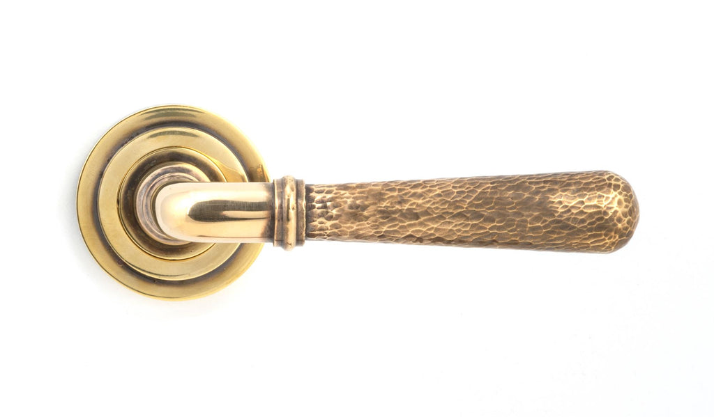 From The Anvil's Aged Brass Hammered Newbury Lever on Rose Set (Sprung)