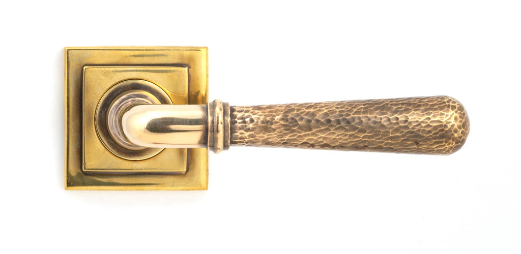 From The Anvil's Aged Brass Hammered Newbury Lever on Rose Set (Sprung)