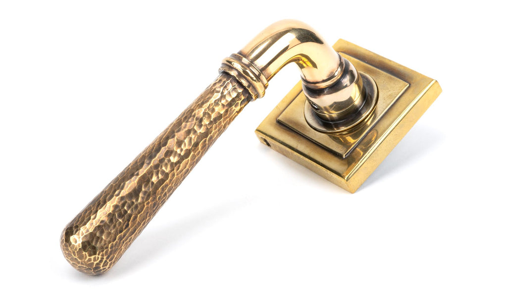 From The Anvil's Aged Brass Hammered Newbury Lever on Rose Set (Sprung)