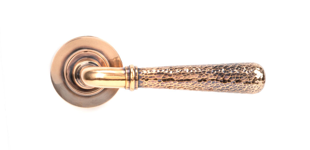 From The Anvil's Polished Bronze Hammered Newbury Lever on Rose Set (Sprung)