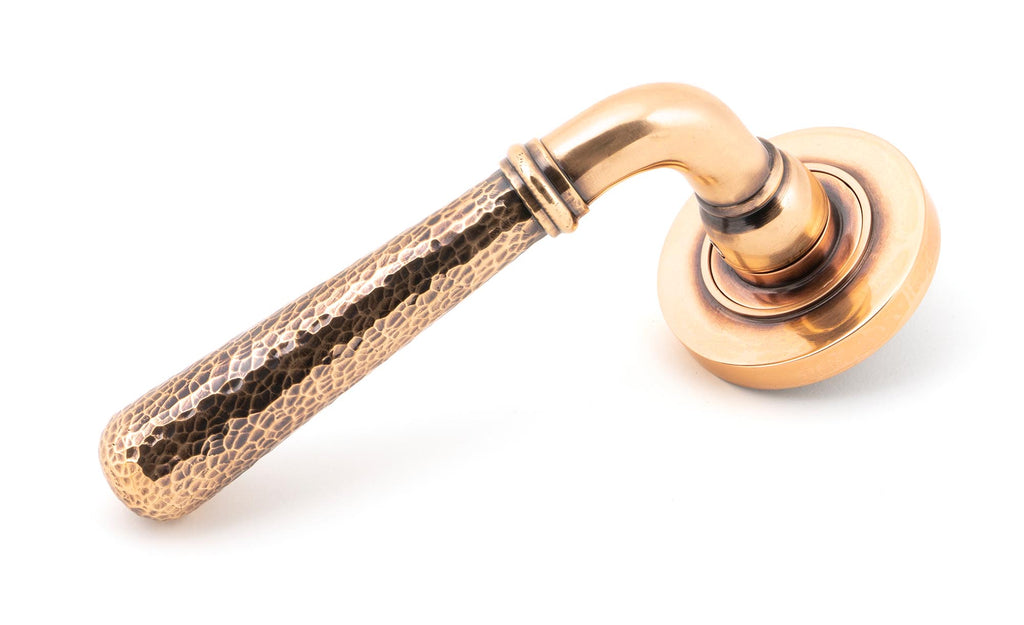 From The Anvil's Polished Bronze Hammered Newbury Lever on Rose Set (Sprung)