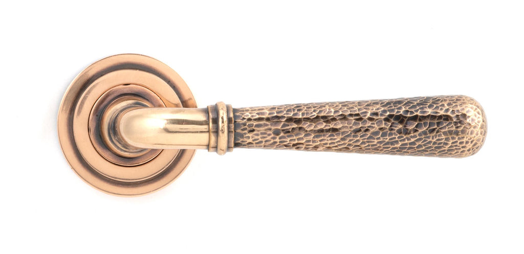 From The Anvil's Polished Bronze Hammered Newbury Lever on Rose Set (Sprung)