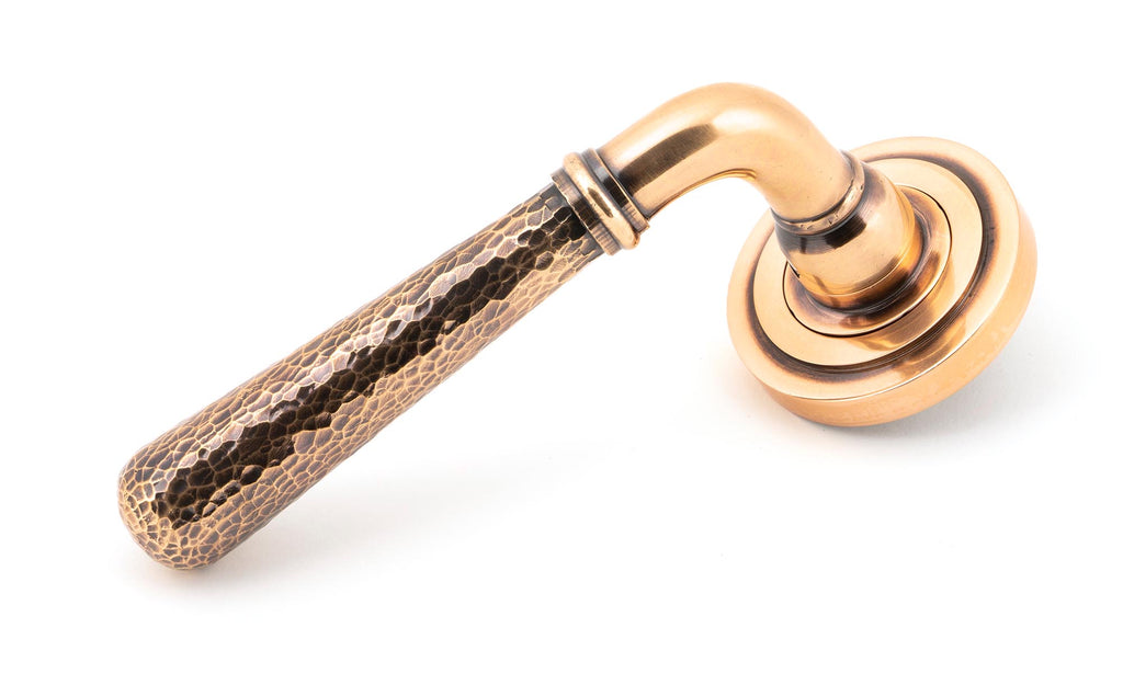 From The Anvil's Polished Bronze Hammered Newbury Lever on Rose Set (Sprung)