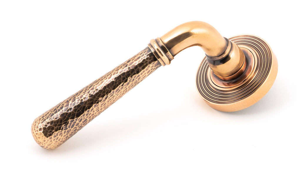 From The Anvil's Polished Bronze Hammered Newbury Lever on Rose Set (Sprung)