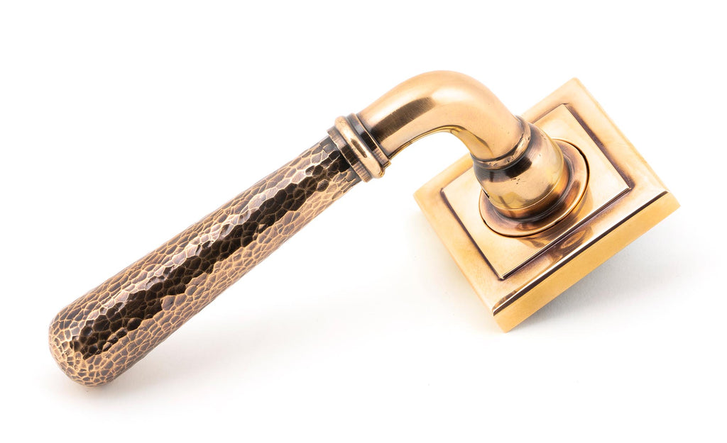 From The Anvil's Polished Bronze Hammered Newbury Lever on Rose Set (Sprung)