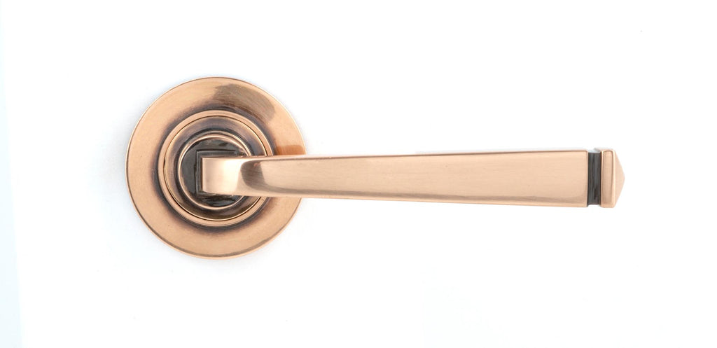 From The Anvil's Polished Bronze Avon Round Lever on Rose Set (Sprung)