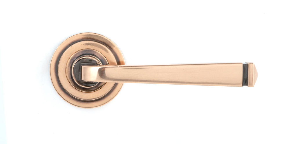 From The Anvil's Polished Bronze Avon Round Lever on Rose Set (Sprung)