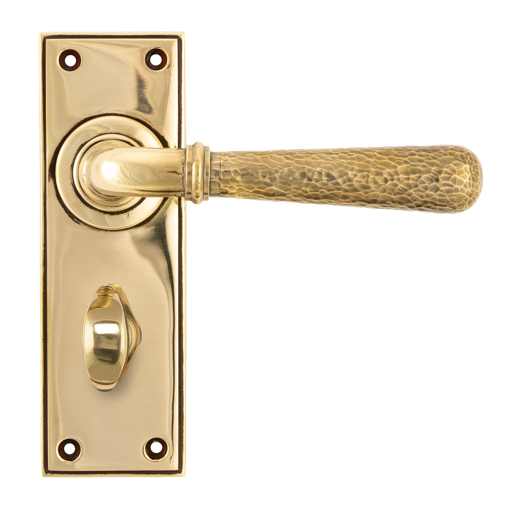 From The Anvil's Aged Brass Hammered Newbury Lever Bathroom Set