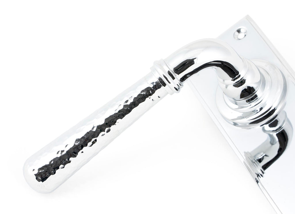 From The Anvil's Polished Chrome Hammered Newbury Lever Latch Set