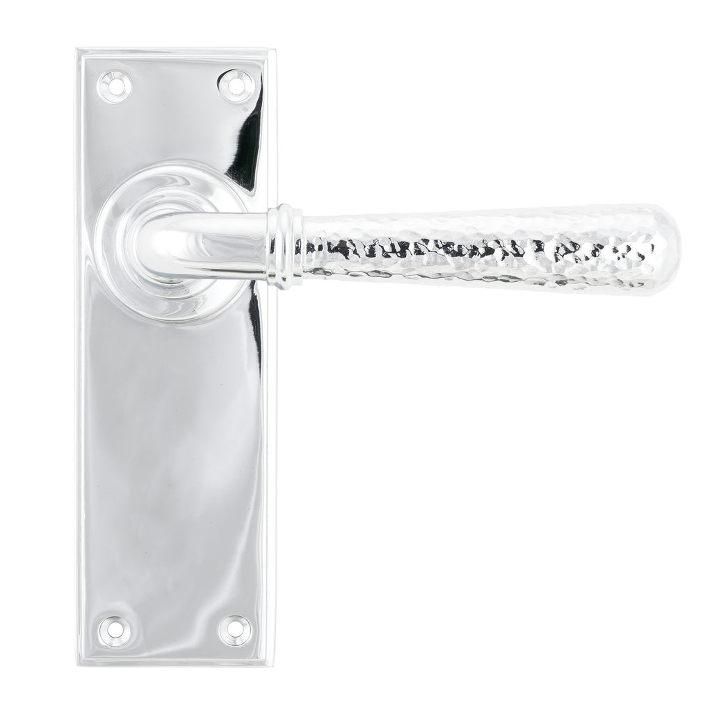 From The Anvil's Polished Chrome Hammered Newbury Lever Latch Set