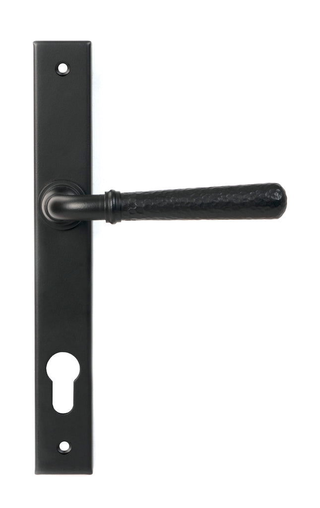 From The Anvil's Matt Black Hammered Newbury Slimline Espag. Lock Set