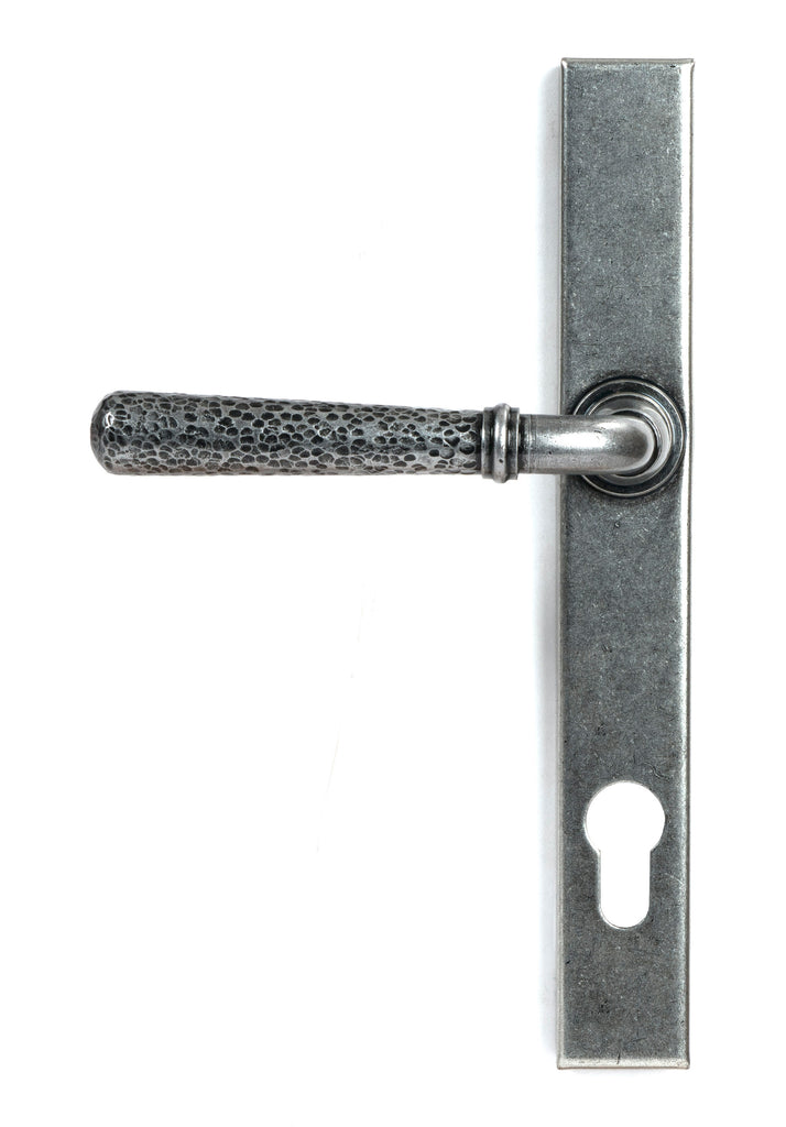 From The Anvil's Pewter Patina Hammered Newbury Slimline Espag. Lock Set