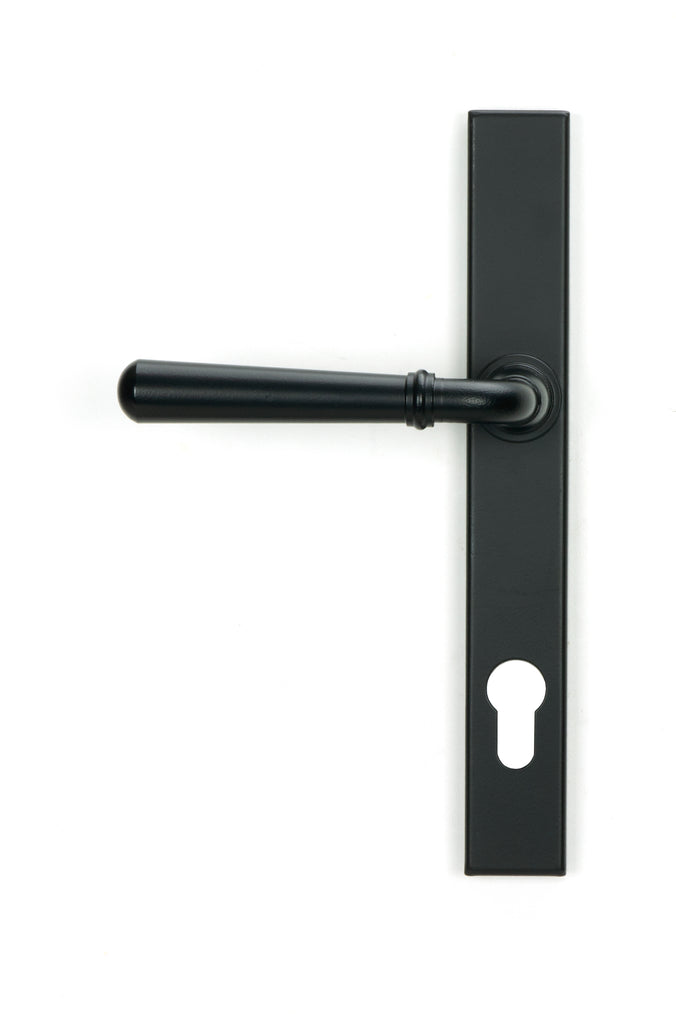 From The Anvil's Matt Black Newbury Slimline Lever Espag. Lock Set