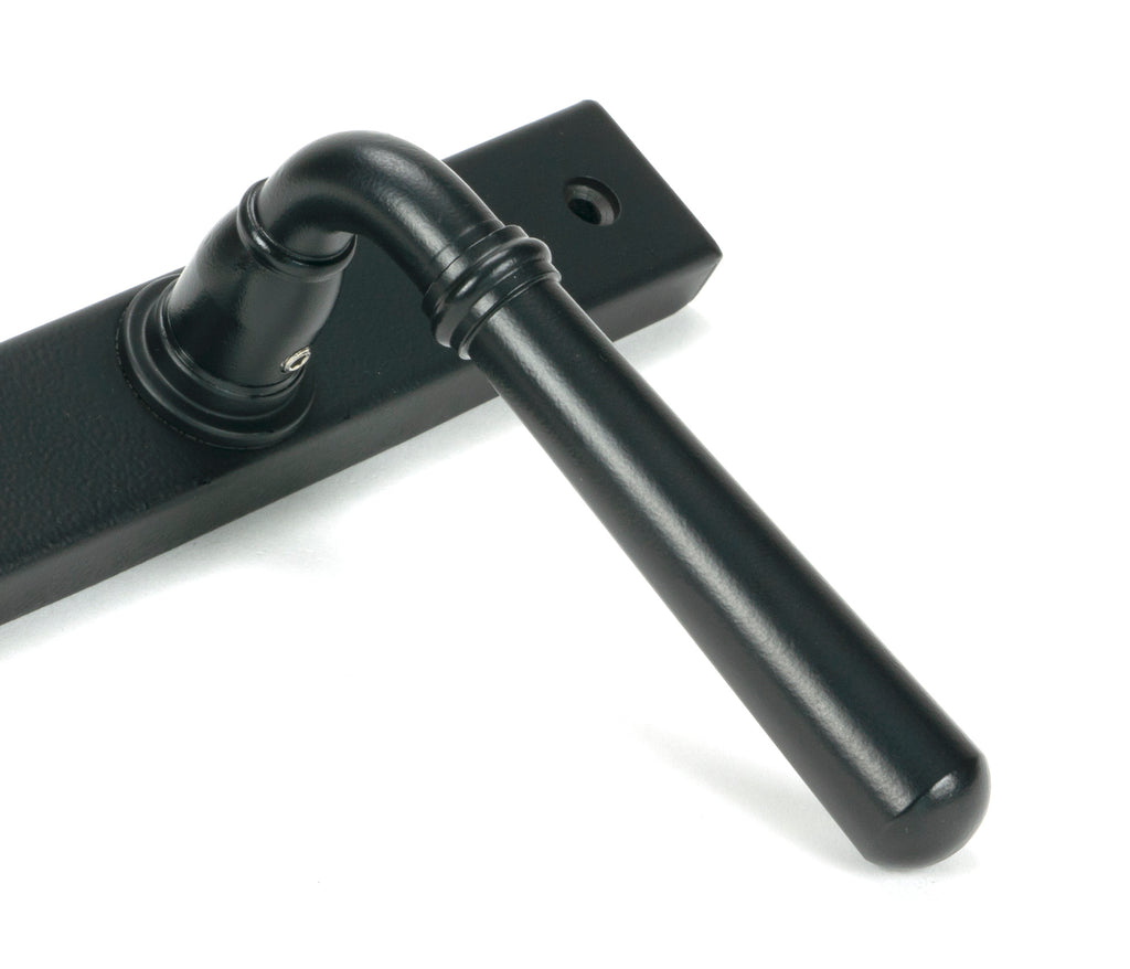 From The Anvil's Matt Black Newbury Slimline Lever Espag. Lock Set