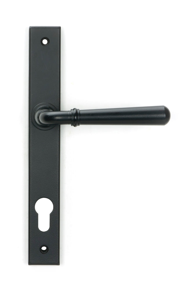 From The Anvil's Matt Black Newbury Slimline Lever Espag. Lock Set