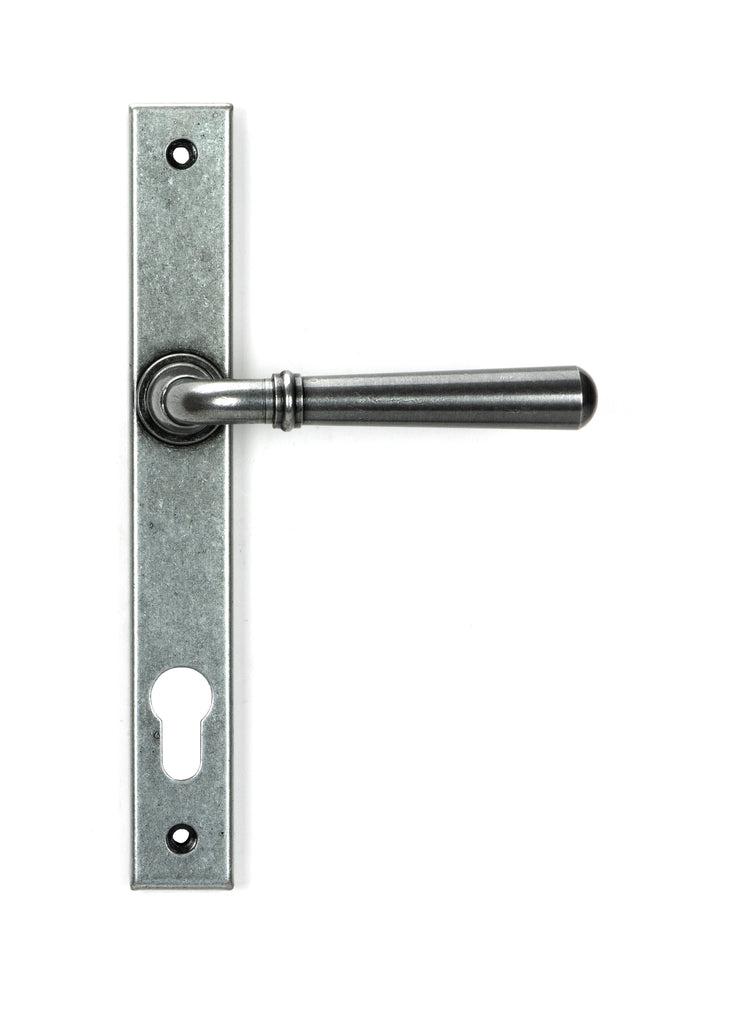 From The Anvil's Pewter Patina Newbury Slimline Lever Espag. Lock Set