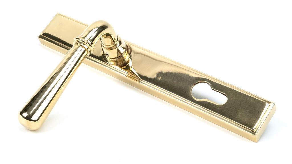 From The Anvil's Polished Brass Newbury Slimline Lever Espag. Lock Set