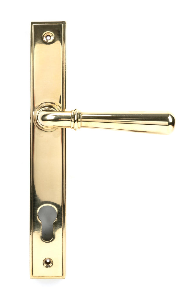 From The Anvil's Polished Brass Newbury Slimline Lever Espag. Lock Set