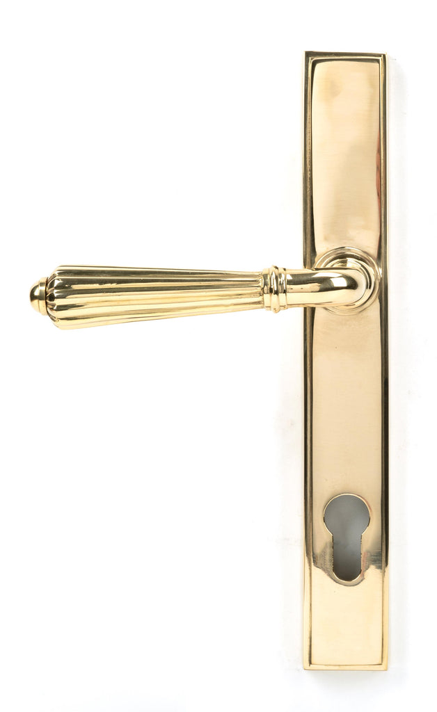 From The Anvil's Polished Brass Hinton Slimline Lever Espag. Lock Set