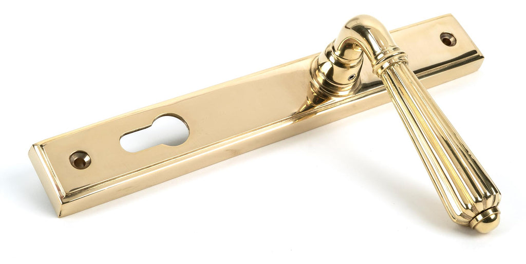 From The Anvil's Polished Brass Hinton Slimline Lever Espag. Lock Set