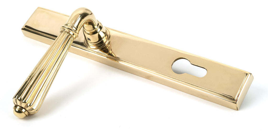 From The Anvil's Polished Brass Hinton Slimline Lever Espag. Lock Set