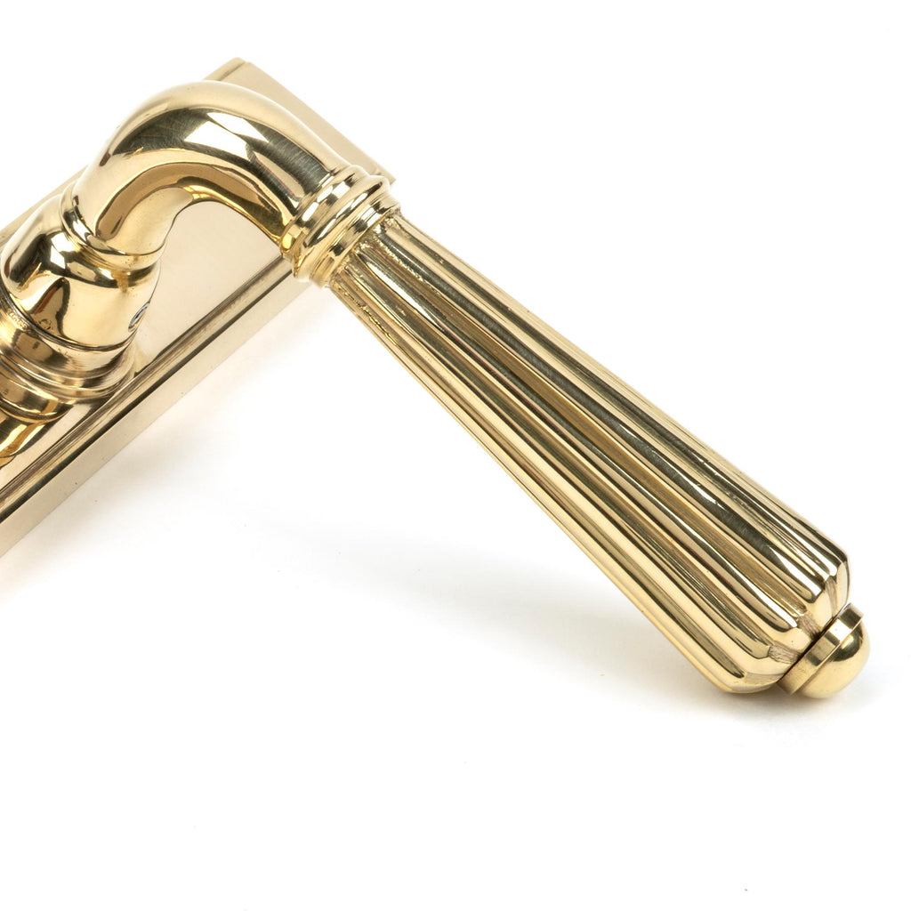 From The Anvil's Polished Brass Hinton Slimline Lever Espag. Lock Set