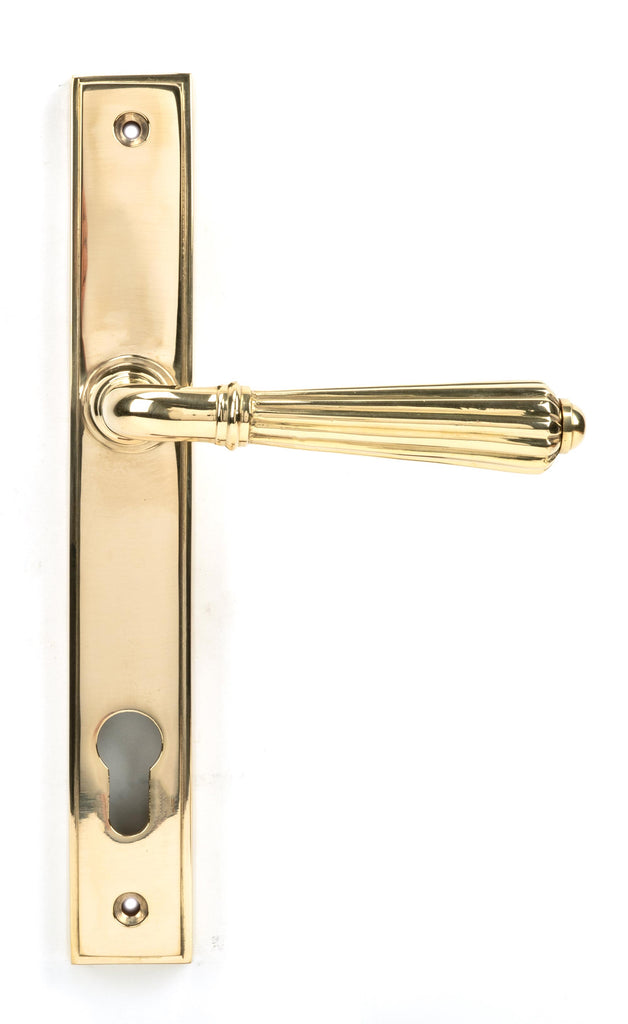 From The Anvil's Polished Brass Hinton Slimline Lever Espag. Lock Set