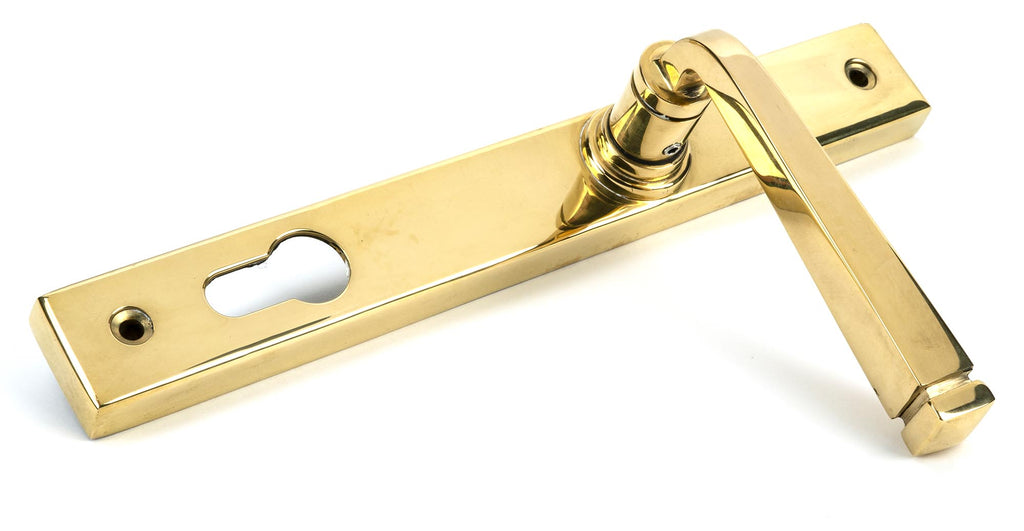 From The Anvil's Polished Brass Avon Slimline Lever Espag. Lock Set