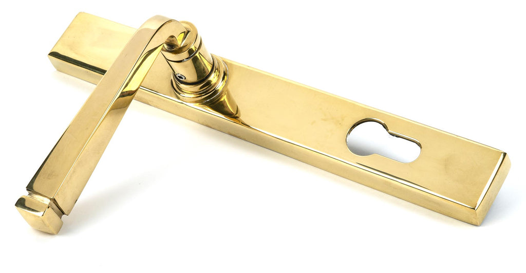 From The Anvil's Polished Brass Avon Slimline Lever Espag. Lock Set