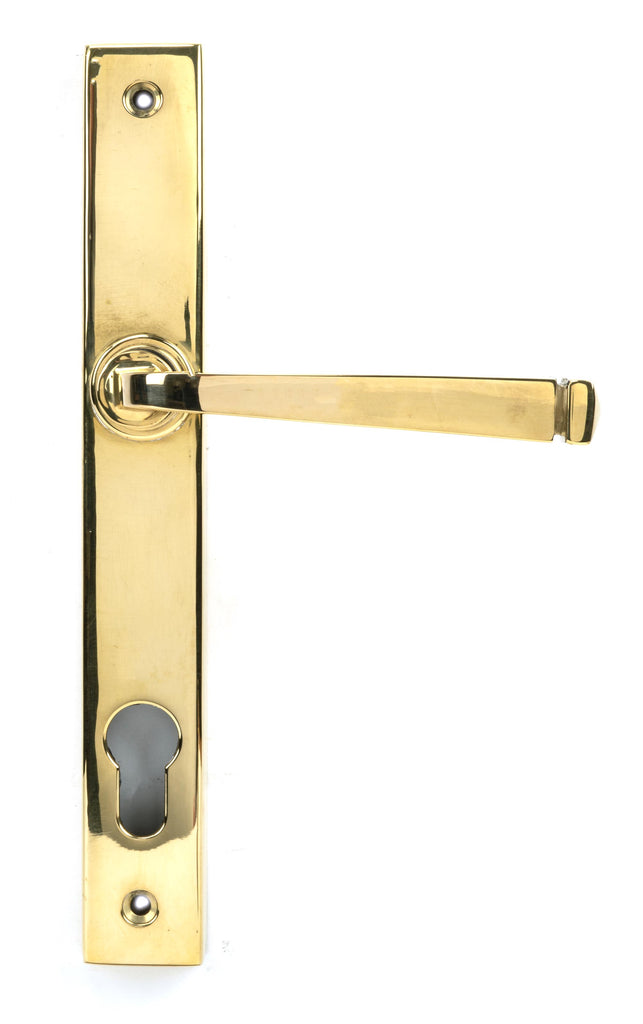 From The Anvil's Polished Brass Avon Slimline Lever Espag. Lock Set