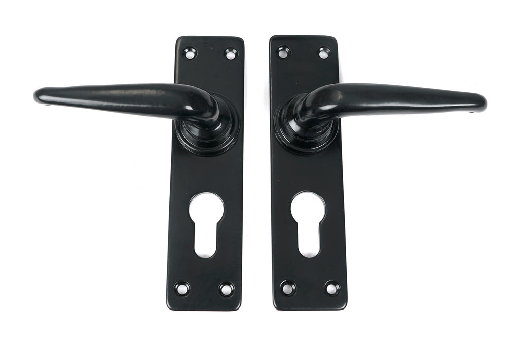 From The Anvil's Black Smooth Lever Euro Lock Set