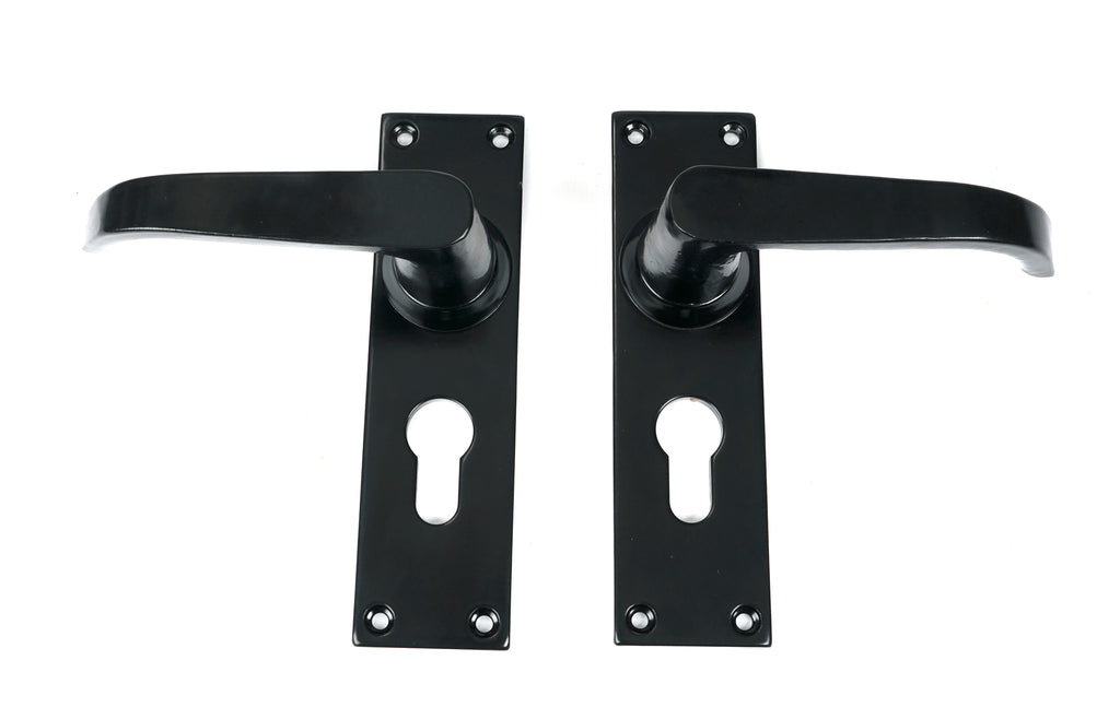 From The Anvil's Black Deluxe Lever Euro Lock Set