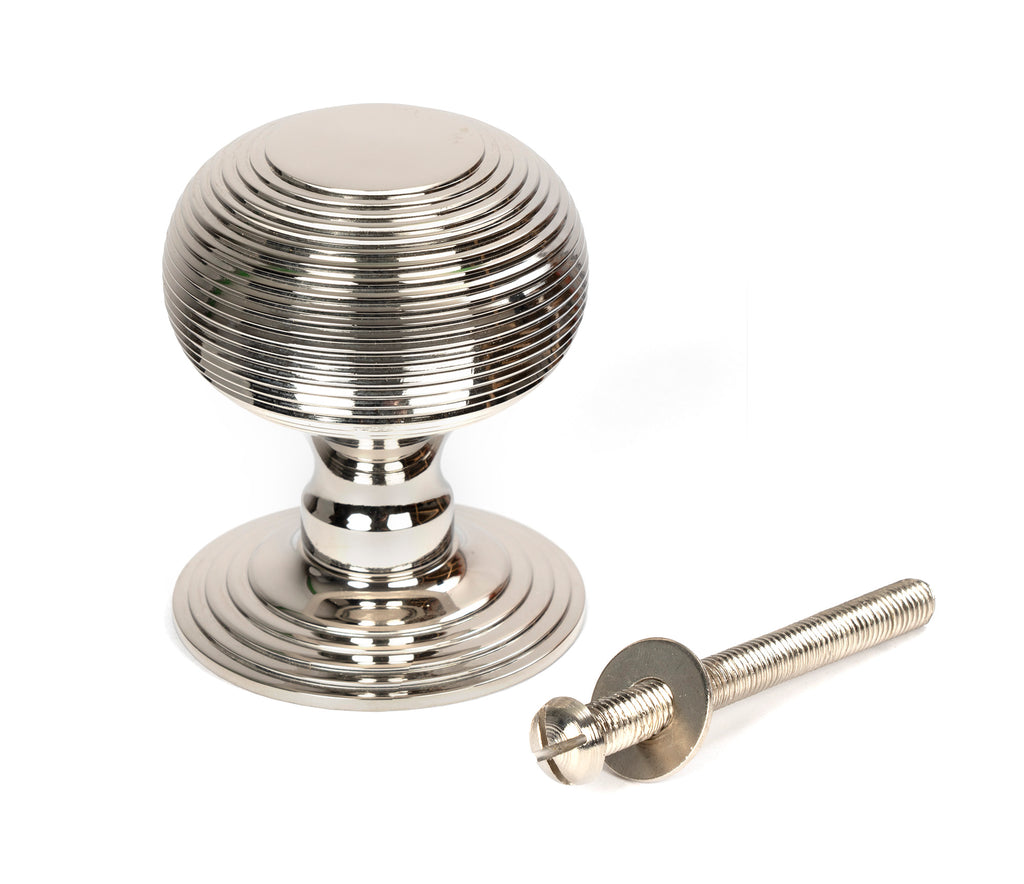 From The Anvil's Polished Nickel Beehive Centre Door Knob