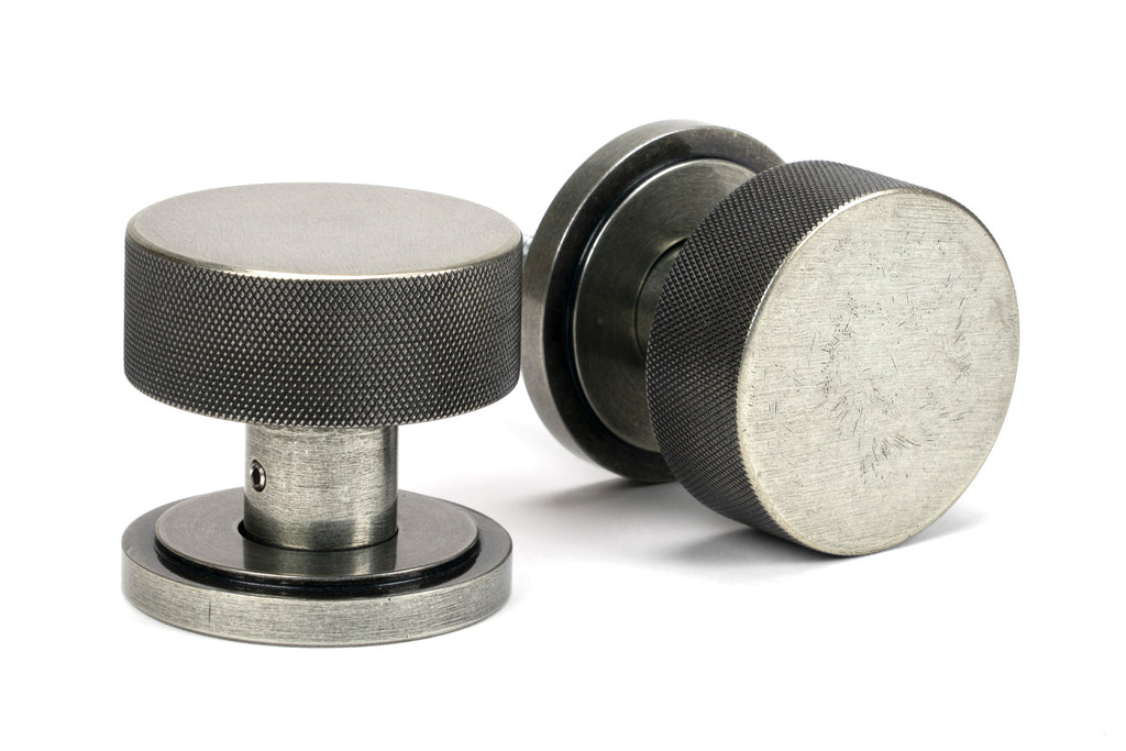 From The Anvil's Pewter Patina Brompton Mortice/Rim Knob Set