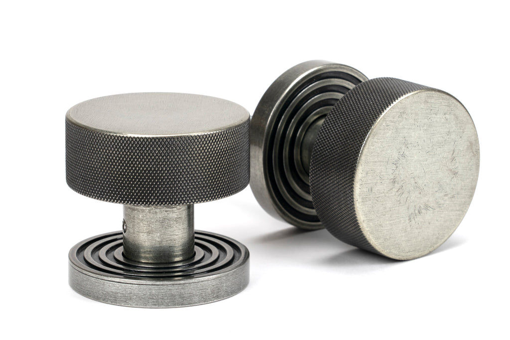 From The Anvil's Pewter Patina Brompton Mortice/Rim Knob Set